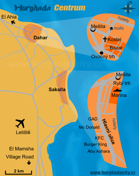 Mapa centra Hurghady